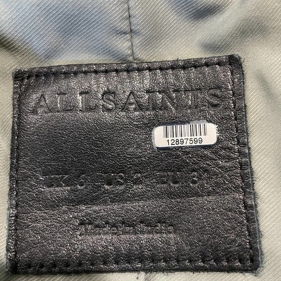 All Saints grey buttery leather jacket in grey size 2 - Picture 4 of 5